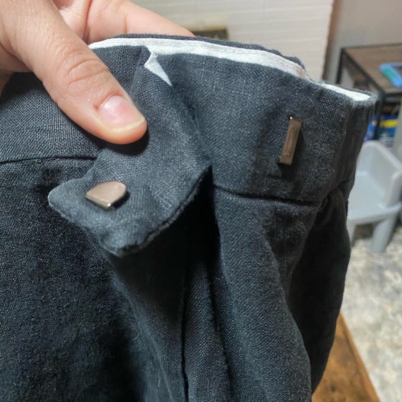 Paraphrase Linen Crop Ankle Pants Embroidered Palm Trees Black Size 14 - Picture 6 of 7